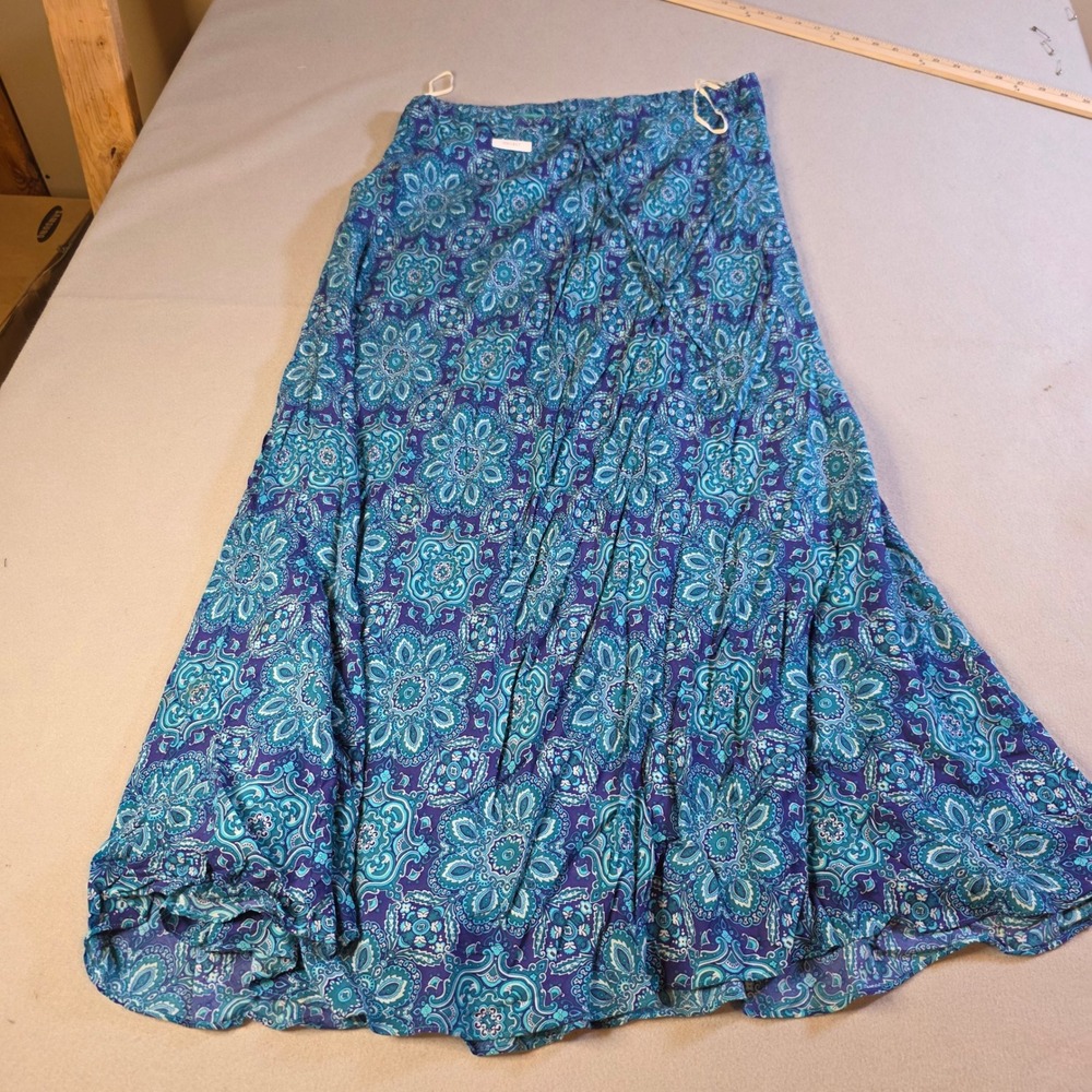 Jones New York Signature Teal Purple Paisley Maxi Skirt Size 12 Viscose Boho
